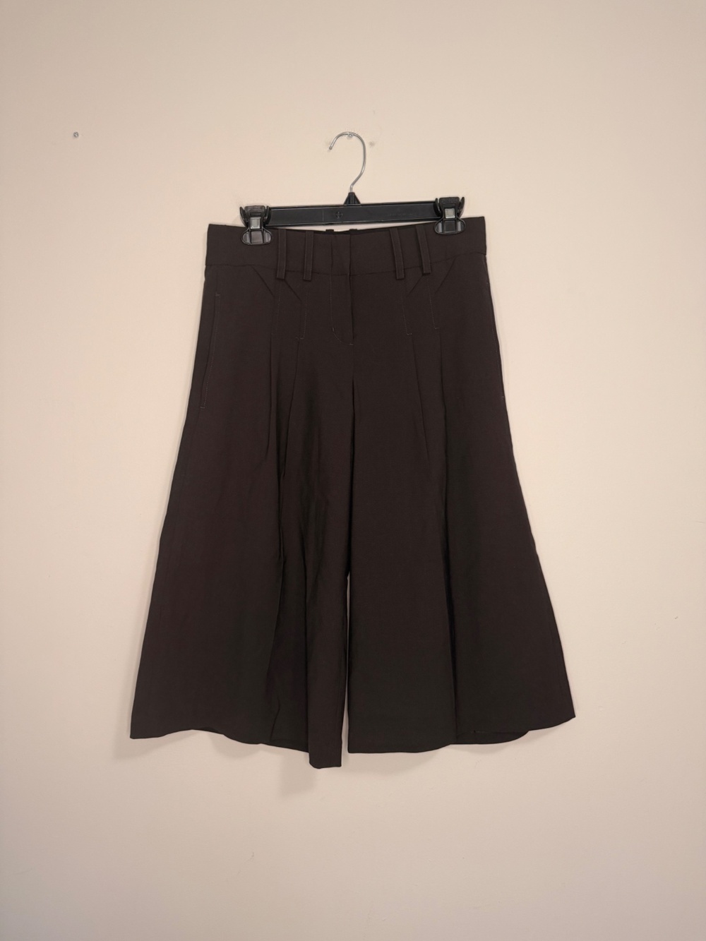 BCBG MAXAZRIA Marla Pleated Wide-Leg Culotte Pants Espresso Brown 2 Womens